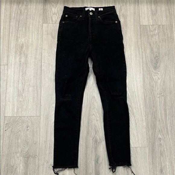 Re/Done Black Destroy Skinny Jeans Size 25 - Picture 1 of 2